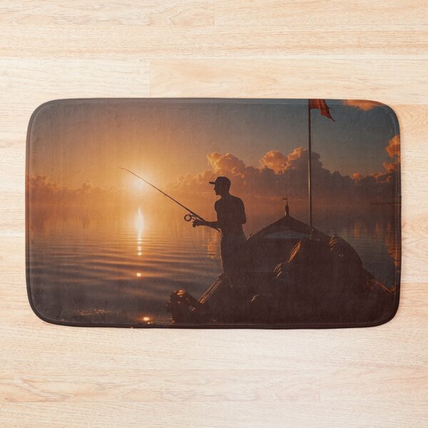 Item preview, Silhouette of Fisherman at Sunrise – Peaceful Ocean Fishing Scene designed and sold by BeautifulVirtues.
