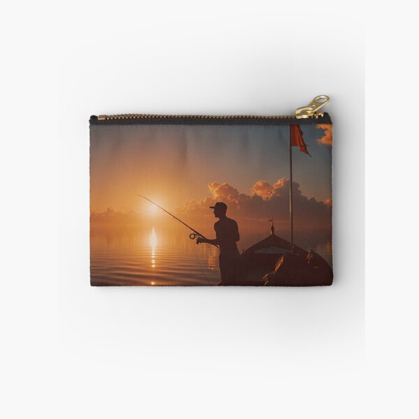 Item preview, Silhouette of Fisherman at Sunrise – Peaceful Ocean Fishing Scene designed and sold by BeautifulVirtues.