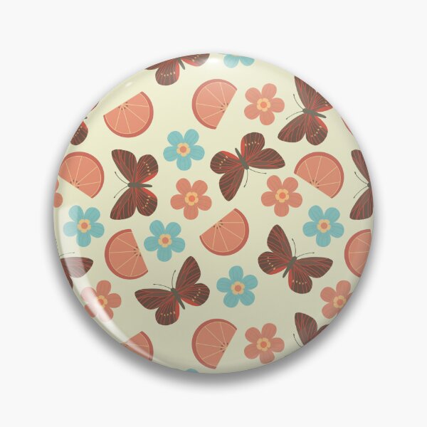 Artikelvorschau, Frühlings-Schmetterlings-Zitrusblumenmuster-Retro-Pastell-Dekokissen entworfen und verkauft von FestivityFinds.