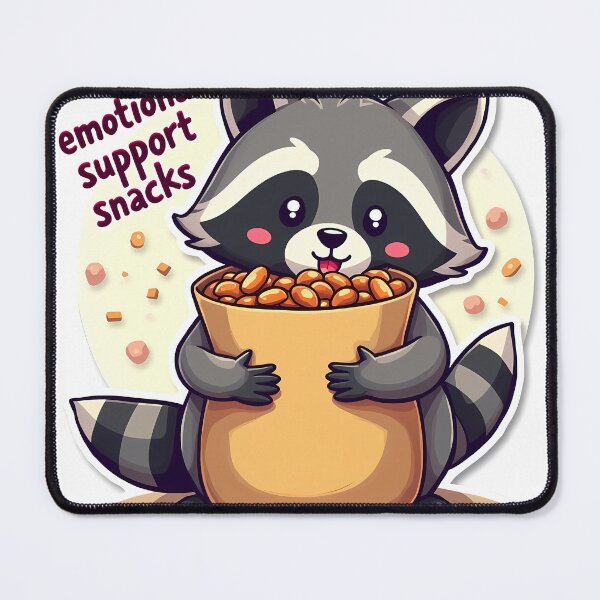 Item preview, Kawaii Raccoon Hugging A Big Bag Of Snacks designed and sold by MY CREATIVE SHOP.