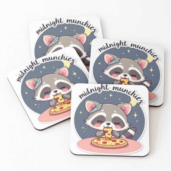 Item preview, Kawaii Chibi Raccoon Eating Pizza Under Moon designed and sold by MY CREATIVE SHOP.