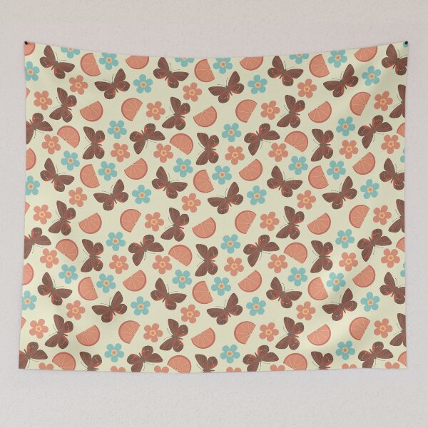 Item preview, Spring Butterfly Citrus Floral Pattern iPhone Case Retro Pastel Orange Slice Design designed and sold by FestivityFinds.