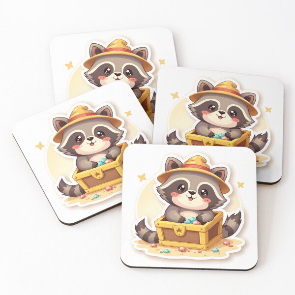 Item preview, Kawaii Raccoon Wearing Tiny Adventurer Hat Digging designed and sold by MY CREATIVE SHOP.