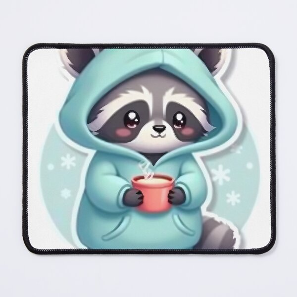Item preview, Kawaii Raccoon Wearing Oversized Hoodie Holding designed and sold by MY CREATIVE SHOP.
