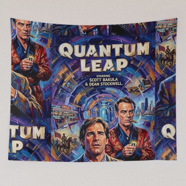 Item preview, The Time Traveler’s Burden: Quantum Leap Oil Art designed and sold by Art's Diner.