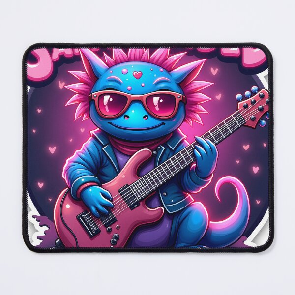 Item preview, Kawaii Axolotl Rockstar With Electric Guitar designed and sold by MY CREATIVE SHOP.