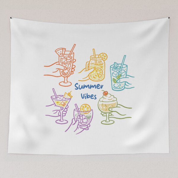 Item preview, Summer Drinks Vibes Cocktail Aesthetic Cute Colorful Beverage Illustration designed and sold by Merchrise.