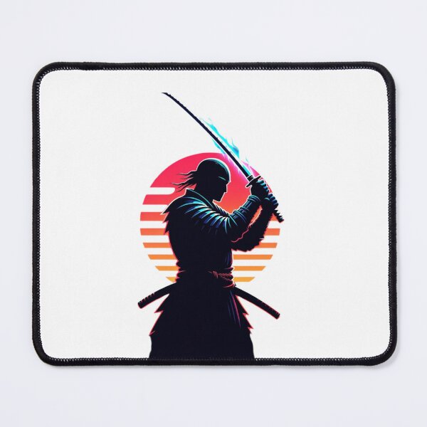 Item preview, Neon Samurai Silhouette with Retro Sunset – Japanese Warrior Illustration designed and sold by Sky-bully.