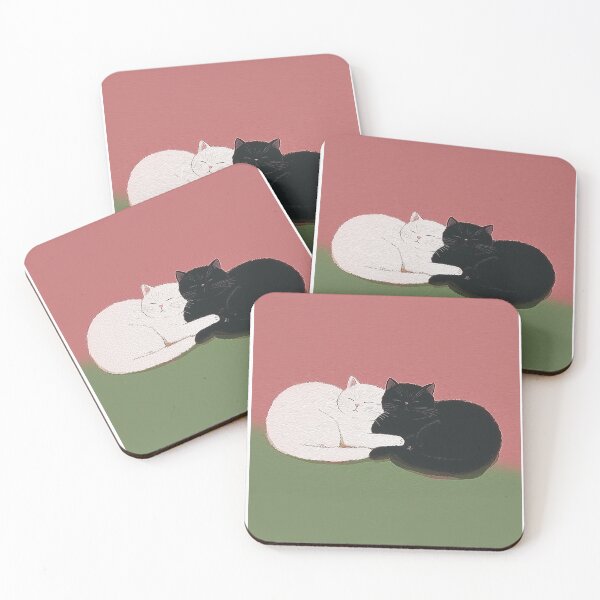Item preview, Cute Black and White Cats Hugging Sleeping Kawaii Love Design designed and sold by Meow-Attitude.