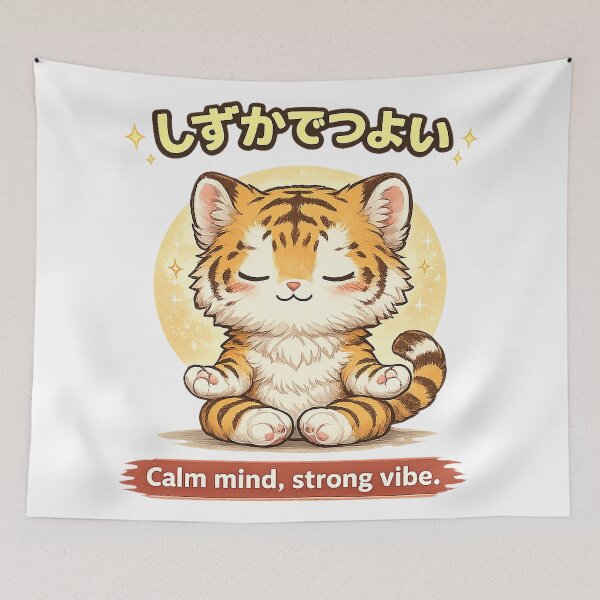 Item preview, Calm Mind, Strong Vibe – Cute Tiger designed and sold by AlvelinaCP.