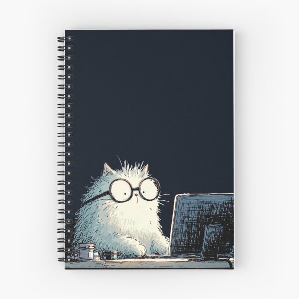 Item preview, Hardworking White Cat Studying Late Night on PC Cute Study Aesthetic designed and sold by Meow-Attitude.