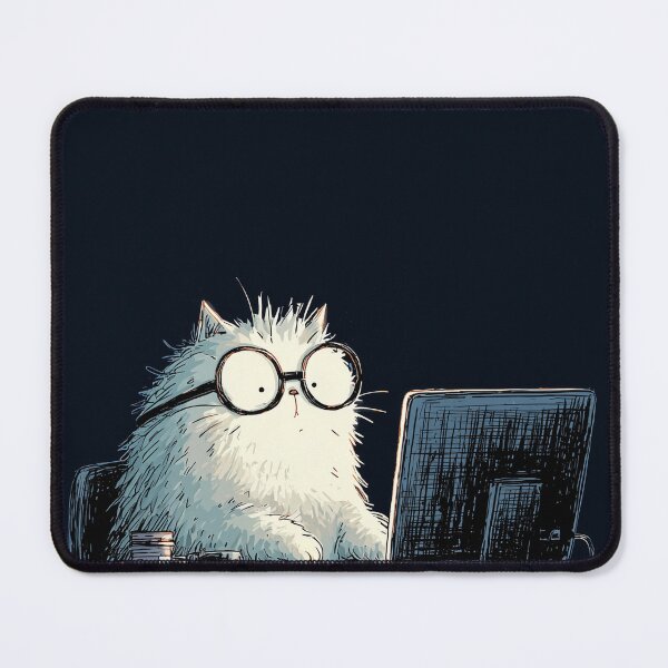 Item preview, Hardworking White Cat Studying Late Night on PC Cute Study Aesthetic designed and sold by Meow-Attitude.