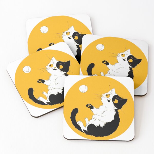 Item preview, Playful Cute Cat Playing with Ball Kawaii Happy Pet Design designed and sold by Meow-Attitude.
