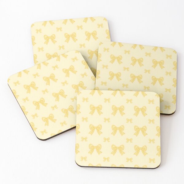 Item preview, Light Pastel Baby Yellow Bows Ribbons on Light Yellow Background designed and sold by burbankdesigns.