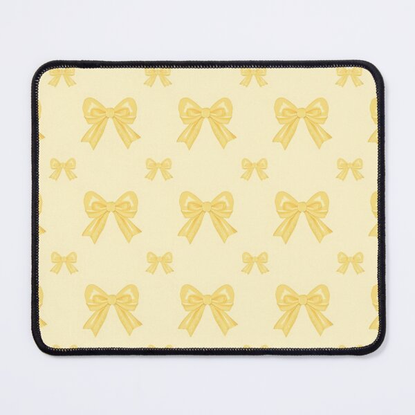 Item preview, Light Pastel Baby Yellow Bows Ribbons on Light Yellow Background designed and sold by burbankdesigns.