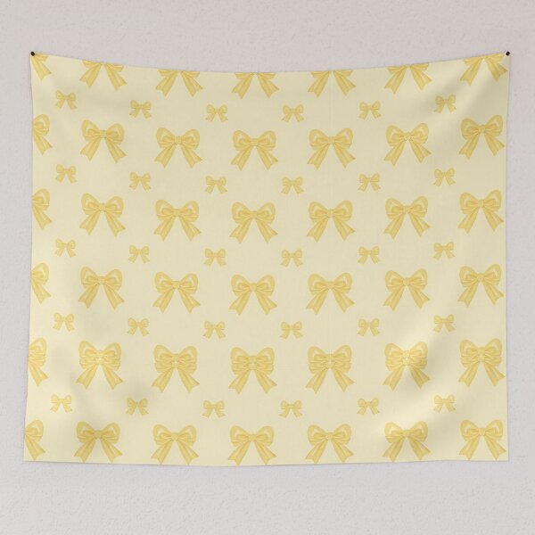 Item preview, Light Pastel Baby Yellow Bows Ribbons on Light Yellow Background designed and sold by burbankdesigns.