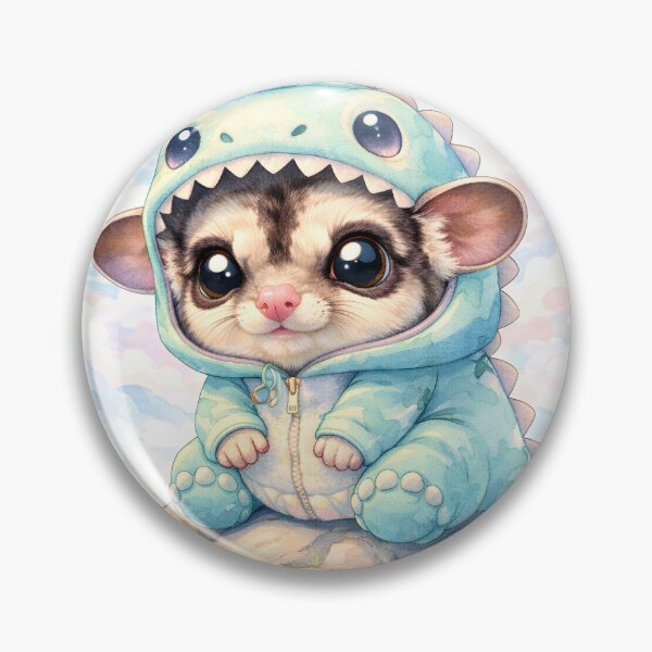 Item preview, Tiny Dino Glider – Kawaii Pastel Sugar Glider designed and sold by OneStepFromArt.