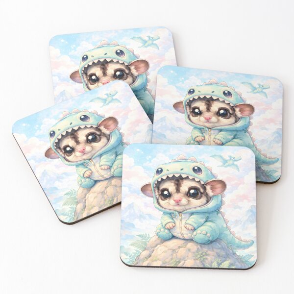 Item preview, Tiny Dino Glider – Kawaii Pastel Sugar Glider designed and sold by OneStepFromArt.