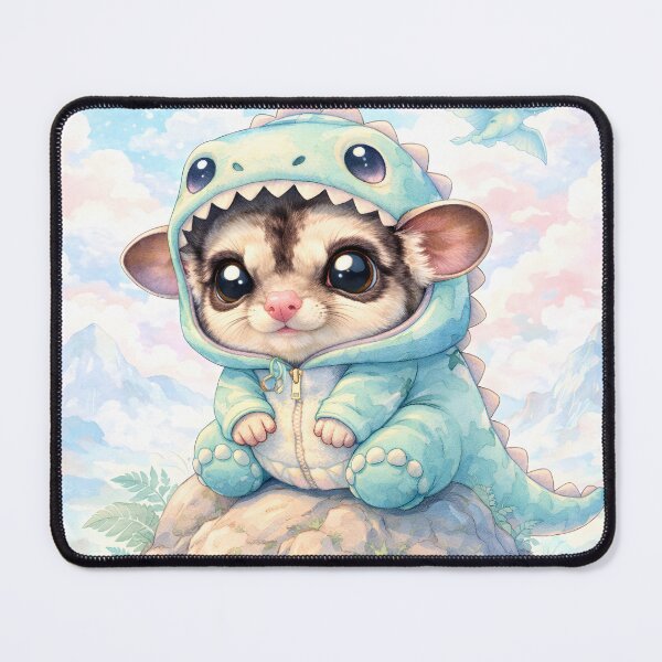 Item preview, Tiny Dino Glider – Kawaii Pastel Sugar Glider designed and sold by OneStepFromArt.