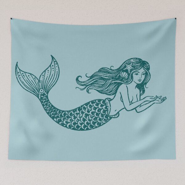 Item preview, Woodcut Mermaid  designed and sold by Texterns.