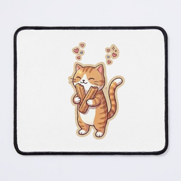 Item preview, Cute Orange Cat Eating Sweet Churros Illustration designed and sold by NoopnyangStudio.