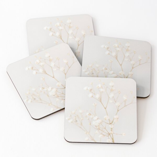 Item preview, Macro Beauty of vertical Beige Gypsophila flower on Light Background designed and sold by TanalyFlowers.