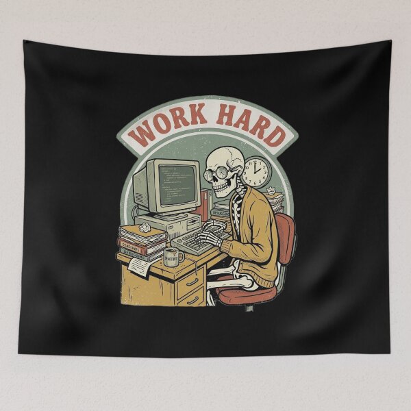 Item preview, Retro Skeleton Developer - Work Hard Coding Scene designed and sold by TinyJoy Studio.