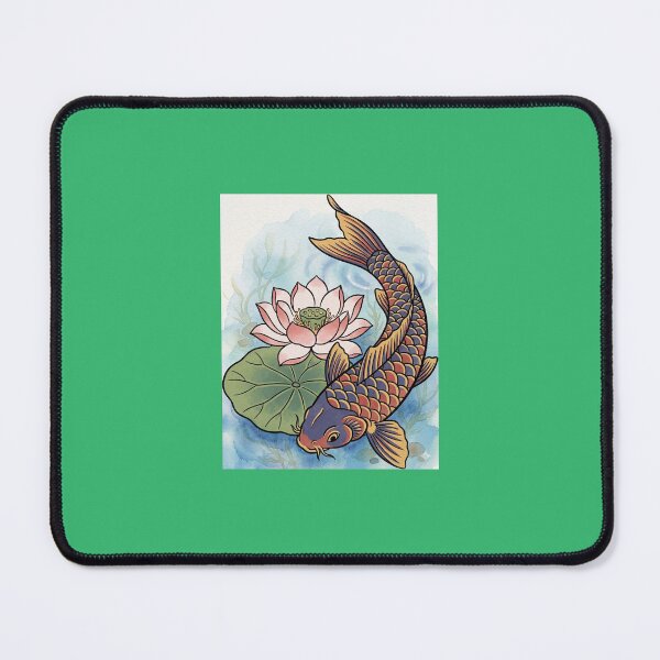 Item preview, Japanese Koi Fish and Pink Lotus Flower Traditional Tattoo Art Illustration designed and sold by MahiDigitalArts.