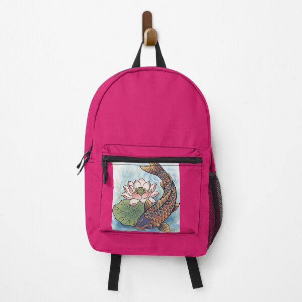 Item preview, Japanese Koi Fish and Pink Lotus Flower Traditional Tattoo Art Illustration designed and sold by MahiDigitalArts.