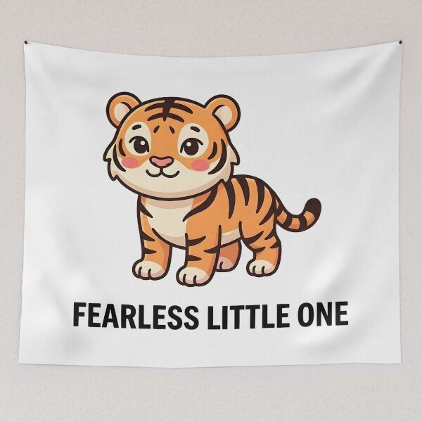 Item preview, Brave Tiger Fearless Little One Kids T-Shirt – Cute Tiger Cartoon designed and sold by DIRTYSKETCHH.