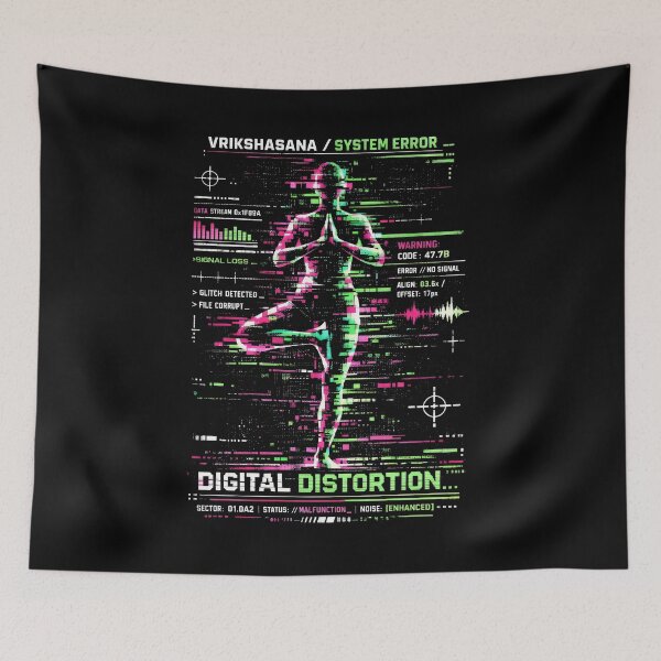 Item preview, Glitch Art Yoga Cyberpunk Digital Distortion designed and sold by SplashTastic.