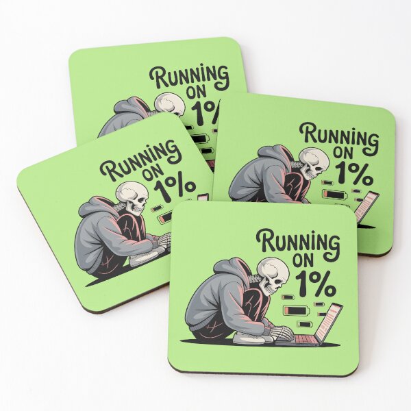 Item preview, Running on 1% Skeleton Laptop Funny T-Shirt | Tired Programmer Coffee Humor Graphic Tee designed and sold by Raw Tigers.
