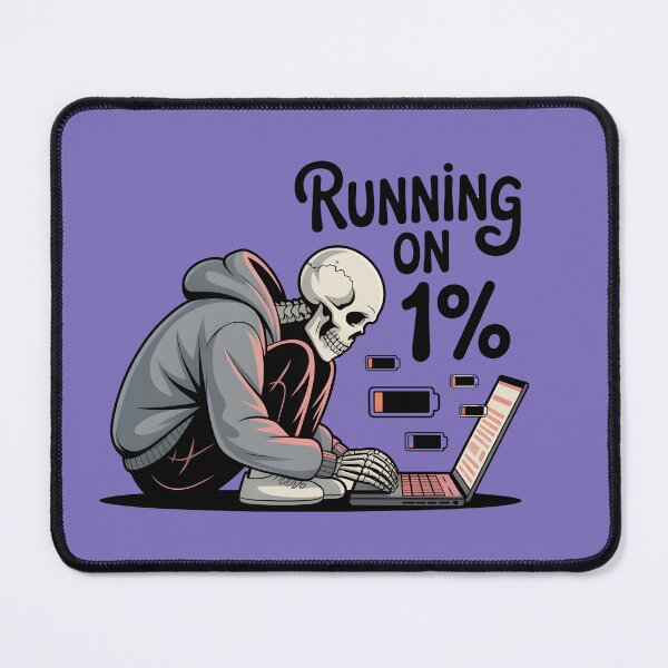 Item preview, Running on 1% Skeleton Laptop Funny T-Shirt | Tired Programmer Coffee Humor Graphic Tee designed and sold by Raw Tigers.