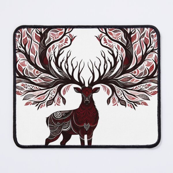 Item preview, Elegant Nature Deer with Leaf Antlers Boho Art designed and sold by Radhamadhaba Pattachitra Vibes”.