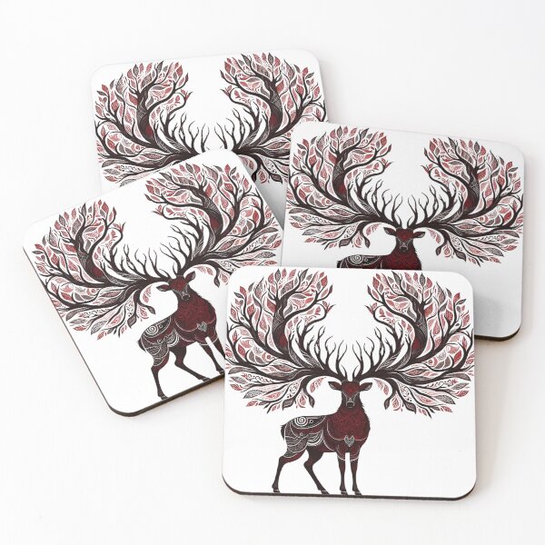 Item preview, Elegant Nature Deer with Leaf Antlers Boho Art designed and sold by Radhamadhaba Pattachitra Vibes”.