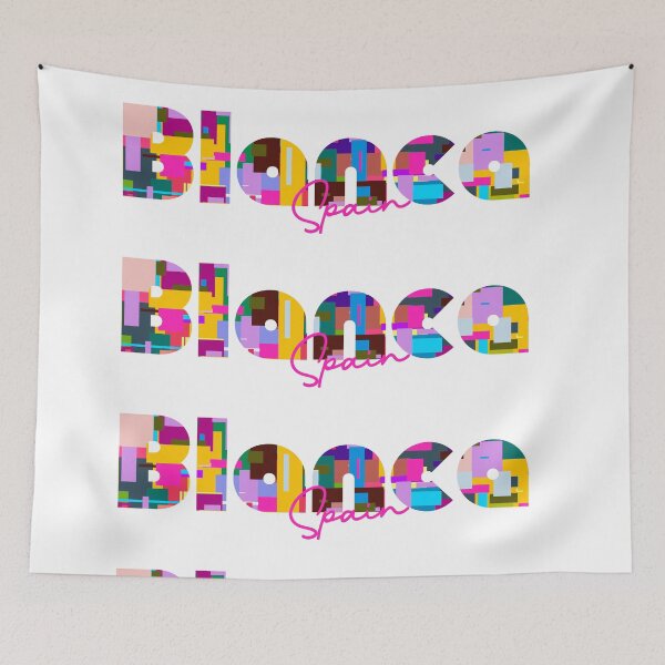 Item preview, Blanca, Spain, Vibrant Abstract City Typography Art designed and sold by Wanderful-roads.