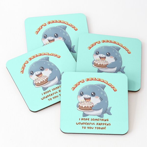 Item preview, Let's Celebrate Wonderful Day Chibi Shark designed and sold by Nature's Chibis.