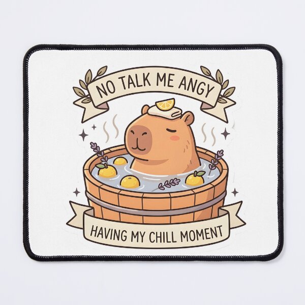 Item preview, No Talk Me Angy Lazy Capybara in Yuzu Bath Sticker designed and sold by TheLazyVibe.