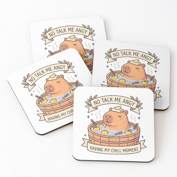 Item preview, No Talk Me Angy Lazy Capybara in Yuzu Bath Sticker designed and sold by TheLazyVibe.