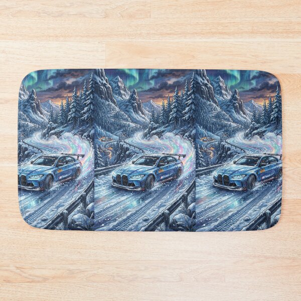 Item preview, Powerful sports car drifting through snowy mountain peaks designed and sold by RevUpDesign.