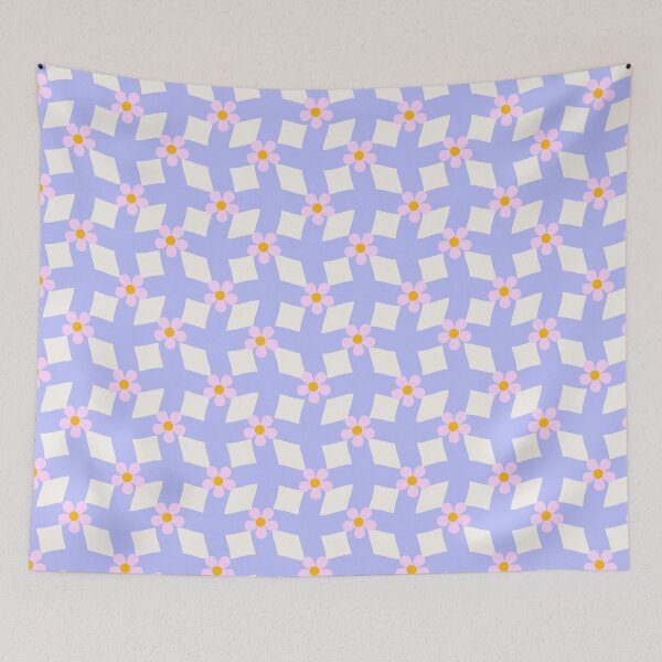 Item preview, Pastel Wavy Checkerboard Pink Floral Pattern designed and sold by PetiteEthos.