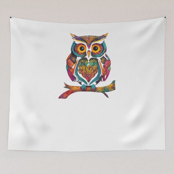 Item preview, Colorful Owl Perched on Tree Branch Pattern Owl Lover Nature Graphic designed and sold by alber-garnell.