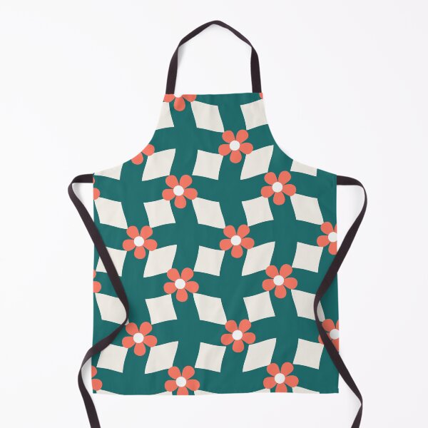 Item preview, Retro Wavy Checkerboard Coral Floral Pattern designed and sold by PetiteEthos.