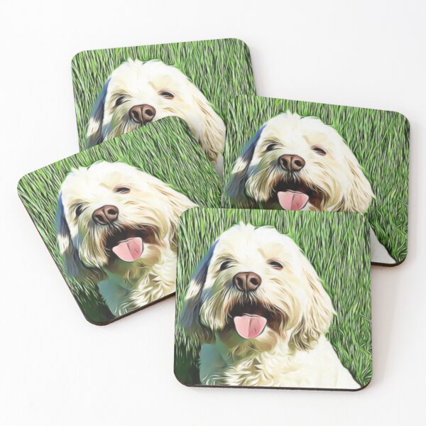 Item preview, A photorealistic portrait of a fluffy white dog sitting in tall grass. designed and sold by ZoroDesign.