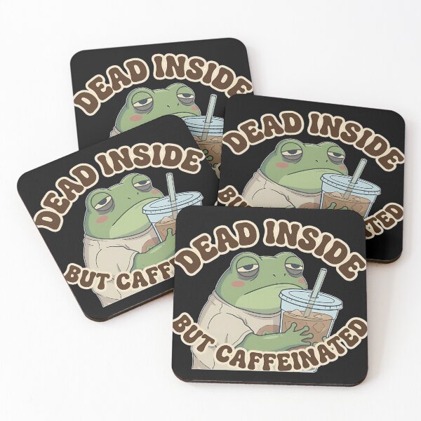 Item preview, Dead Inside But Caffeinated - Funny Tired Frog Iced Coffee Meme designed and sold by FlankinMew.