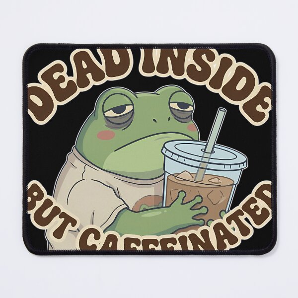 Item preview, Dead Inside But Caffeinated - Funny Tired Frog Iced Coffee Meme designed and sold by FlankinMew.