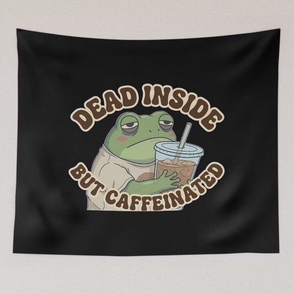 Item preview, Dead Inside But Caffeinated - Funny Tired Frog Iced Coffee Meme designed and sold by FlankinMew.
