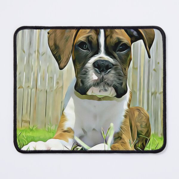 Item preview, A young Boxer puppy sitting in the grass. designed and sold by ZoroDesign.
