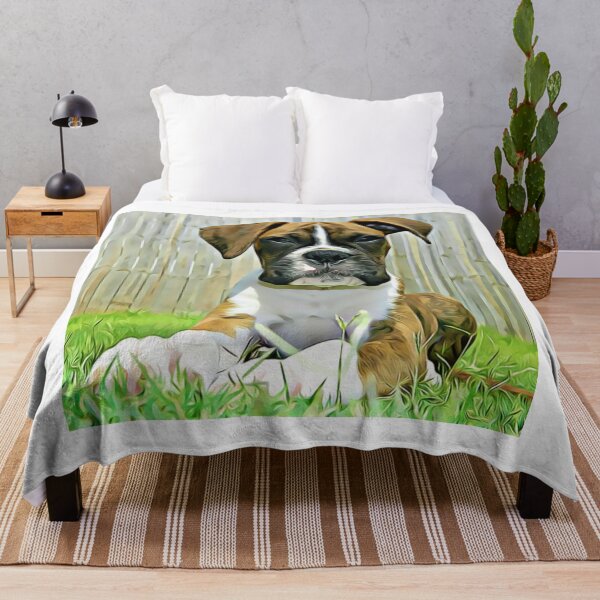 Item preview, A young Boxer puppy sitting in the grass. designed and sold by ZoroDesign.