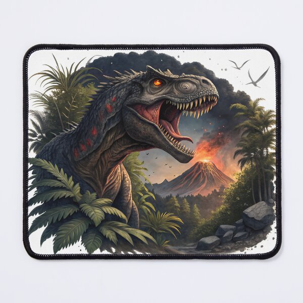 Item preview, Fierce T-Rex Jungle Eruption Premium Dinosaur Graphic T-Shirt Design designed and sold by Studio Atharv.